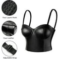 thumbnail image 4 of MANIFIQUE Women's Spaghetti Straps PU Leather Bustier Crop Top, 4 of 8