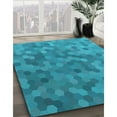 thumbnail image 3 of Ahgly Company Machine Washable Indoor Square Transitional Bright Turquoise Blue Area Rugs, 4' Square, 3 of 7