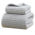 thumbnail image 2 of kchsji Coral Fleece Towel Set 2-Piece, Super Soft & Highly Absorbent Bath Towel and Face Towel, Quick Dry Striped Bathroom Set, Gift for Women Men, Luxury Bath Collection, 2 of 6