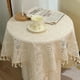 thumbnail image 1 of Manteles de encaje Beige con borlas, cubierta de mesa de algodón Vintage de ganchillo lavable para decoración de banquete de boda y cena, 1 of 5