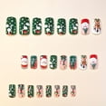 thumbnail image 3 of Christmas Press On Nails Medium Coffin, 3D Embossed Santa Reindeer Resin Fake Nails, Snowman Christmas Tree Stick On False Nails, 24Pcs Reusable Wearable Nail Tips for Women Holiday Party Manicure, 3 of 7