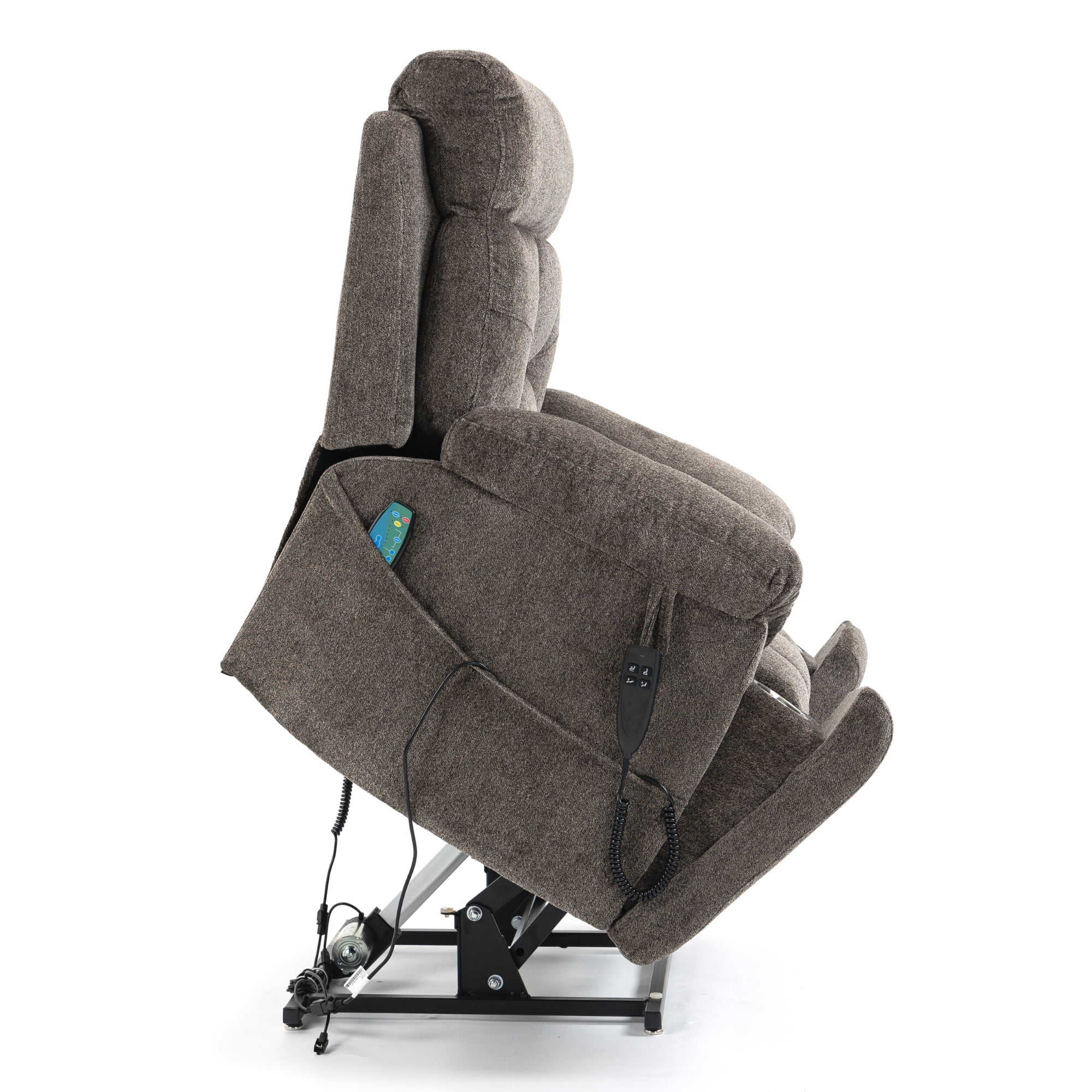 JUUXO Oversized Lift Recliner Chair Lay Flat 71" Length, 26-inch Extra Wide Seat Big Man Recliner, Large Power Lift Chair with Heated Massage & Hidden Cup Holder, 400 lbs