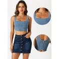 thumbnail image 2 of DARING DIVA Women's Denim Top Square Neck Party Corset Crop Tank Top M Light Blue, 2 of 6