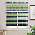thumbnail image 2 of Navy Blue Pink Striped Kitchen Curtains, Gradient Horizontal Lines 3-Piece Kitchen Curtain Valance and Tiers Set 24 Inch Length, Rod Pocket Half Window Curtains for Cafe Living Room Bathroom, 2 of 6