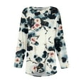 thumbnail image 4 of Xyxonk Plus Size Tops for Women 4x-5x Fall Crew Neck Shirts Floral Print T-Shirt Long Sleeve Tee Shirt Tops Dressy Casual Womens Clothing Black 5XL, 4 of 5