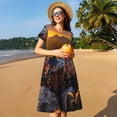 thumbnail image 4 of Disketp Lizard With Sunglasses Sunset para Vestido de Manga Corta para Mujeres, Vestidos de Verano para Mujeres, Casual y Holgado para la Playa, 4 of 6