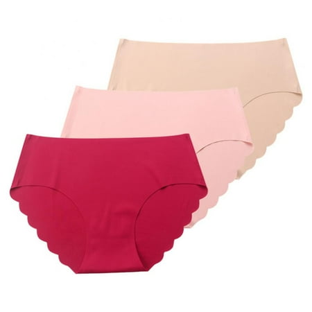 

3 Pack Women s Seamless Panties Soft Scalloped Trim Bikini Panty Breathable Hipster Stretch Underpants