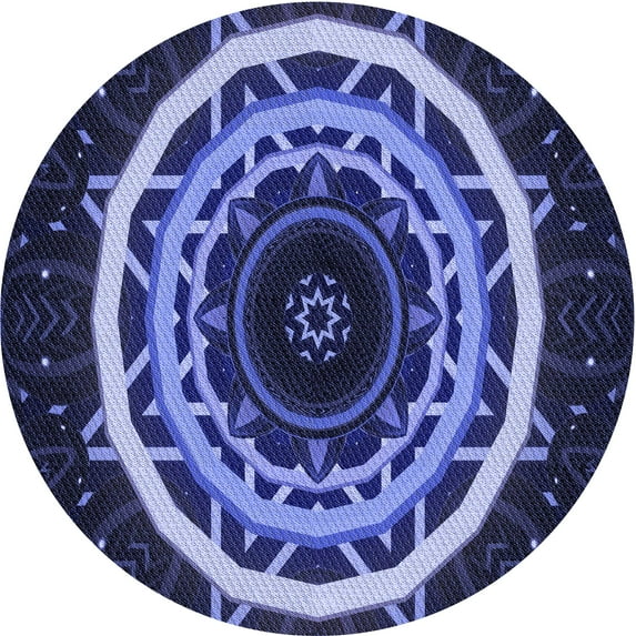 Ahgly Company Indoor Round Patterned Medium Slate Blue Area Rugs, 4' Round