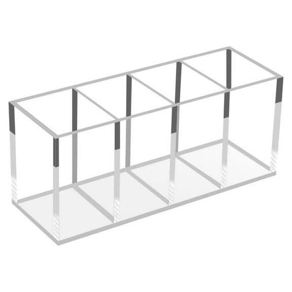 Acrylic Pen Holder,Clear Pen Holder Organizer,4 Compartments Transparent Storage Box for Office Desk Accessories,Makeup Brush Holder for Bedroom,Bathroom,Kitchen,Topboutique Pencil Holder