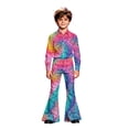 thumbnail image 4 of RUTAYY Girls Flare Pants Rainbow Ombre Glitter Dot Print Full Waist Button Zipper Fly Stage Performance Bottoms, 4 of 7