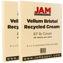JAM Paper Vellum Bristol, 8 1/2 x 11, Cream, 67lb, 2 packs of 50