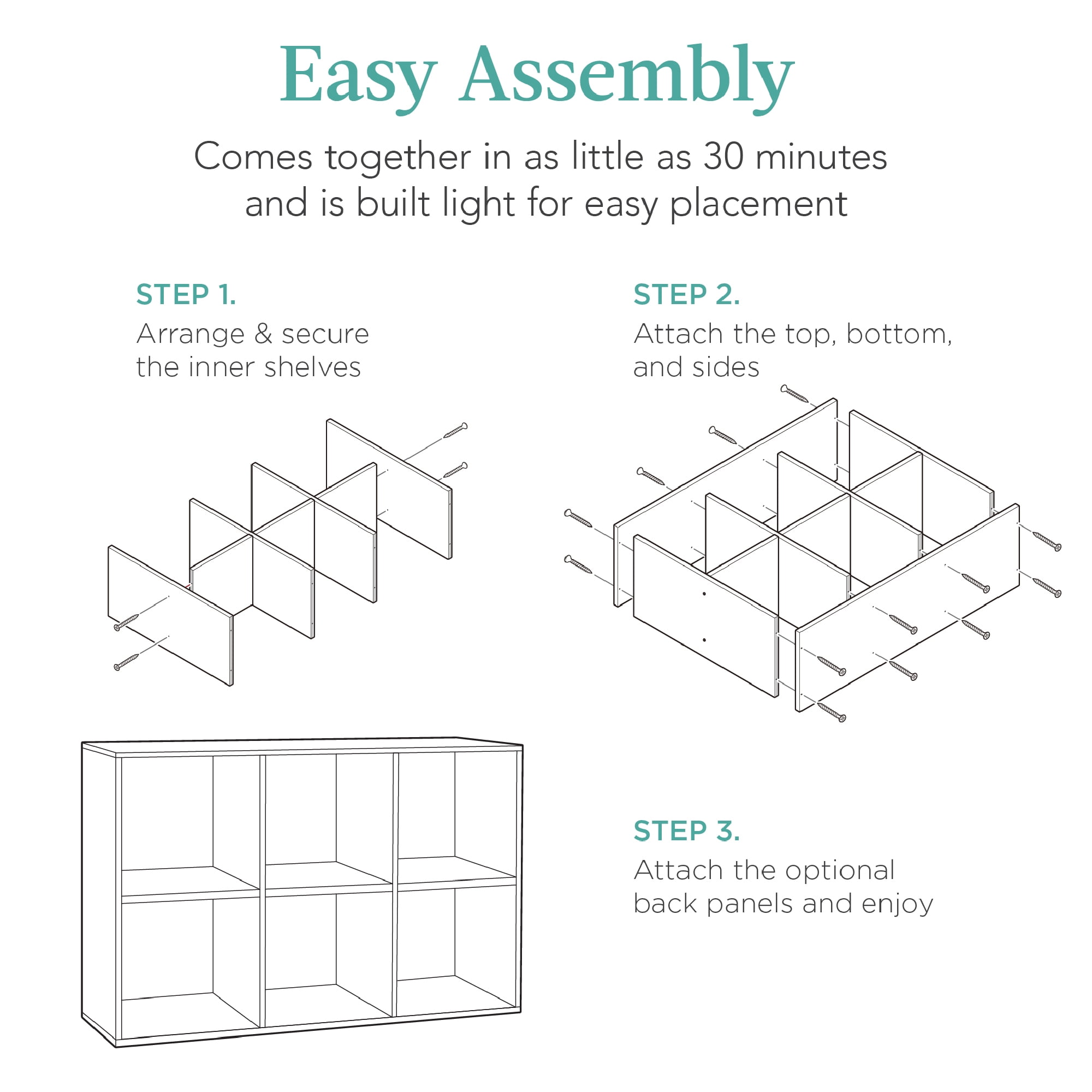 Best Choice Products 6-Cube Bookshelf, 13.5in Display Storage System, Organizer w/ Removable Back Panels - Dark Gray