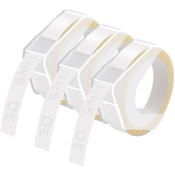 GREENCYCLE 3PK Compatible for Dymo 3D Plastic Embossing Labels 520101 White on Clear Label Tape 9mm 3/8'' x 3m 9.8' Use in Organizer Xpress Pro 12966, Office Mate II 1540, Motex E101 Label Maker