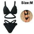 thumbnail image 2 of Conjunto de bikini de dos piezas con cuello alto para mujer, traje de baño con recortes y vendaje cruzado, traje de baño con parte inferior, 2 of 5