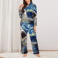 thumbnail image 2 of Sikiie Vintage Starry Sky Shark Women's Long-Sleeve Shirt and Full-Length Bottom Pajama Set (s-xxl)-Medium, 2 of 7