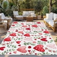 thumbnail image 2 of Valentine's Day Outdoor Rug for Patio/Deck/Porch, Non-Slip Large Area Rug 5 x 7 Ft, Pink Red Love Heart Spring Green Botanical Indoor Outdoor Rugs Washable Area Rugs, Camping Rug Carpet Runner, 2 of 8