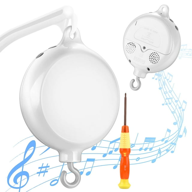 Cuna de bebé con motor móvil Cverny White, con 35 canciones de cuna y temporizador
