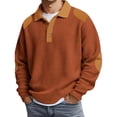 thumbnail image 2 of Polo Tees for Men Long Sleeve Waffle Tee Shirts Basic Orange TShirts for Men, 2 of 2