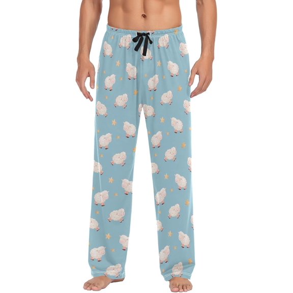GZHJMY Watercolor Sheep Men's Pajama Pants, Soft and Comfortable Lounge Sleep Bottoms with Pockets, Men's Sleepwear with Custom Print, XX-Large