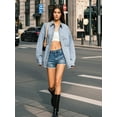 thumbnail image 2 of PAOLA RIBONI Womens Denim Jacket Wash Jean Jacket Coats with Pockets, 2 of 15
