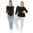 thumbnail image 2 of Stretch Is Comfort Women's Oh So Soft 3/4 Sleeve Boat Neck Top| Adult Small- 3x, 2 of 6