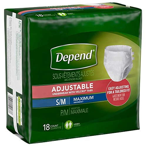 Depend Adjustable Underwear, Maximum Absorbency, Depend Rfst Undwr SmMd, (1 Pack, 18 Each