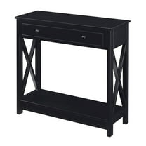 Oxford One-Drawer Entryway Hall Table with Shelf in Black Wood Finish