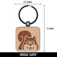 thumbnail image 2 of Peeking Squirrel Square Keychain Charm Tag - Engraved Wood, 2 of 6
