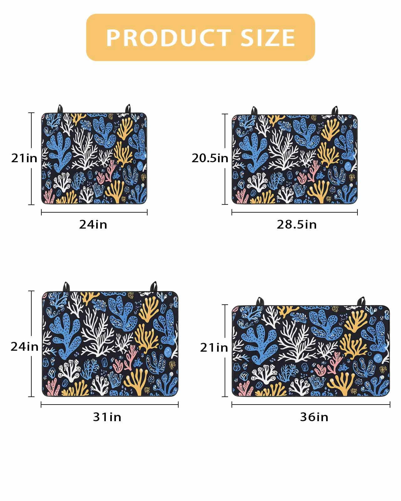nqOlkjepod Large Induction Cooktop Protector Mat 24"x21", Blue Yellow White Coral Stove Top Covers for Electric Stove, Coastal Watercolor Ocean Stove Burner Cover Mats, Glass Top Stove Cover