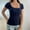 Navy, variant on Summer Ribbed Knit Henley Tshirts for Women Casual Button Up Square Neck Basic Tees Slim Fitted Solid Tops