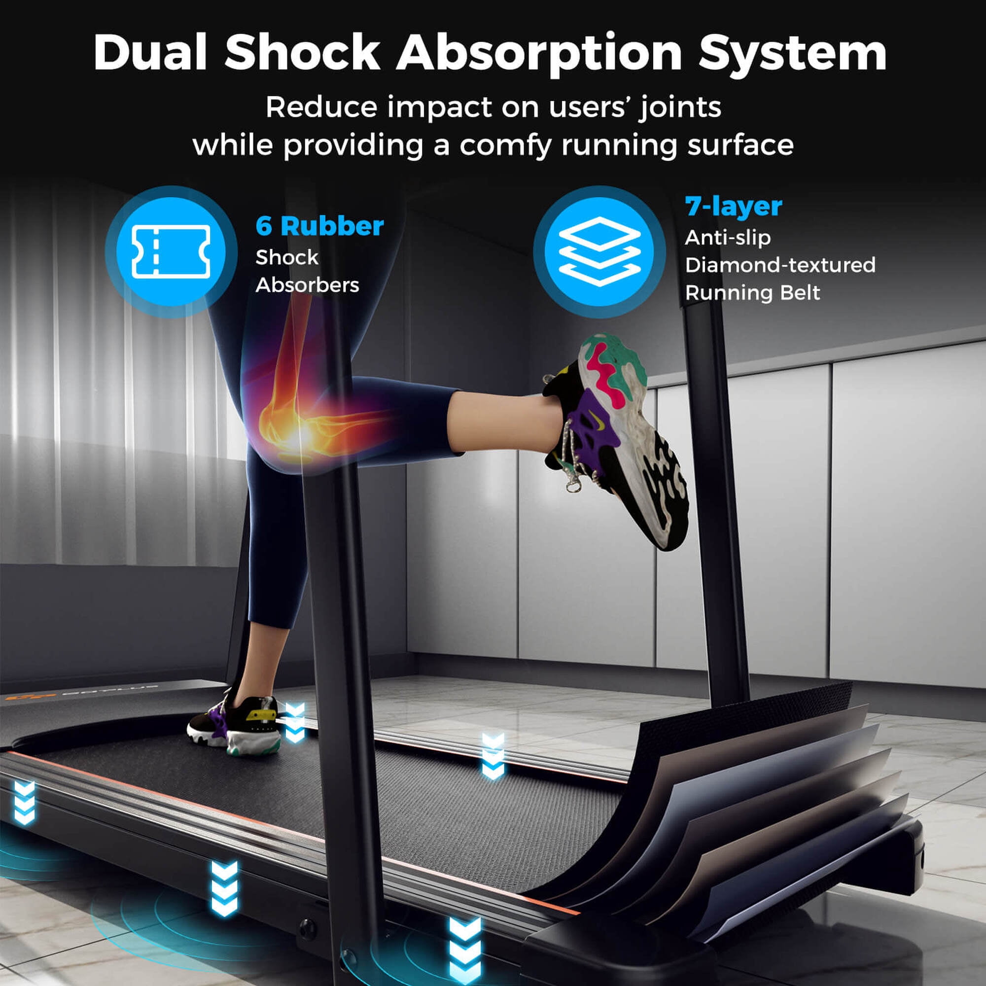 Costway 2.5 HP Walking Treadmill with  Long Handrails for Seniors Pulse Sensors LED Display