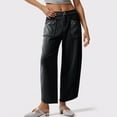 thumbnail image 2 of Fashion Sweatpants For Women Solid Color Mid-waist Double Button Casual With Pocket Black Jogger Sweatpants (XL), 2 of 7