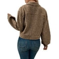 thumbnail image 5 of Nlife Women Houndstooth Lapel Collar Button Down Long Sleeve Cropped Jacket, 5 of 7