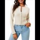 thumbnail image 3 of Suéteres Cortos para Mujer, con Botones, Larga, Cuello en V, Punto Acanalado, Corte Ajustado, Tops Cortos Albaricoque M, 3 of 10