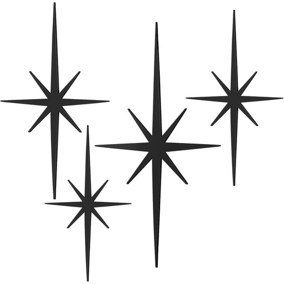 CoolStuff 4 Pcs Cast Iron Starburst Shaped Wall Decor Metal Mid Century Modern Decor Retro Atomic Stars Wall Art Elegance Accents Vintage Celestial Whimsigoth Hangings for Home Office Room(Gold)