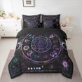 thumbnail image 2 of jejeloiu Constellation 7 Pieces Bedding Comforter Set,Boho Bohemian Theme Full Bedding Set,Purple Black Fitted Sheet Flat Sheet For Boys Kids,Luxury Bedroom Decor Reversible, 2 of 8