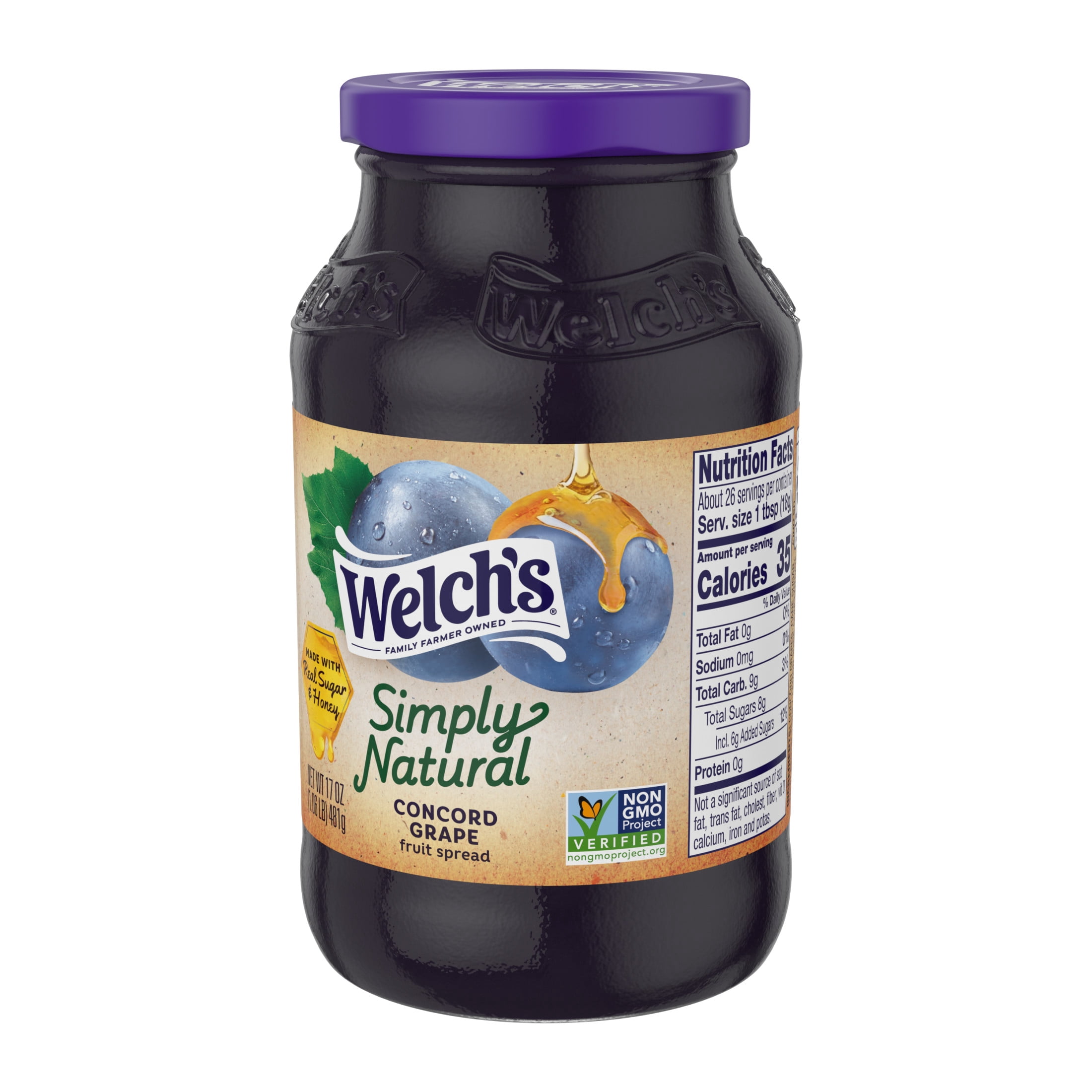 Welch's Simply Natural Concord Grape Spread, 17 oz Jar