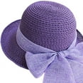 thumbnail image 4 of Sombrero de paja de verano con visera para mujer Sombrero de playa flácido Sombrero de ala ancha Sombreros de playa de verano para mujeres y niñas Púrpura brillar Electrónica, 4 of 5