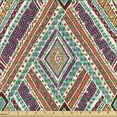 thumbnail image 2 of Ambesonne Tribal Fabric by the Yard Upholstery, Diagonal Ethno Pattern, 1 Yard, Purple and Teal, 2 of 5