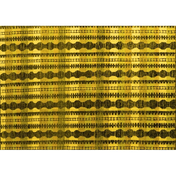Ahgly Company Indoor Rectangle Abstract Yellow Modern Area Rugs, 8' x 12'