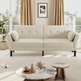 thumbnail image 6 of IdealHouse 89" Chenille Futon Sofa Bed, Modern Convertible Sleeper Couch with Adjustable Backrest & Armrests, 3-Seat Sofa with 2 Pillows for Apartment, Beige, 6 of 8