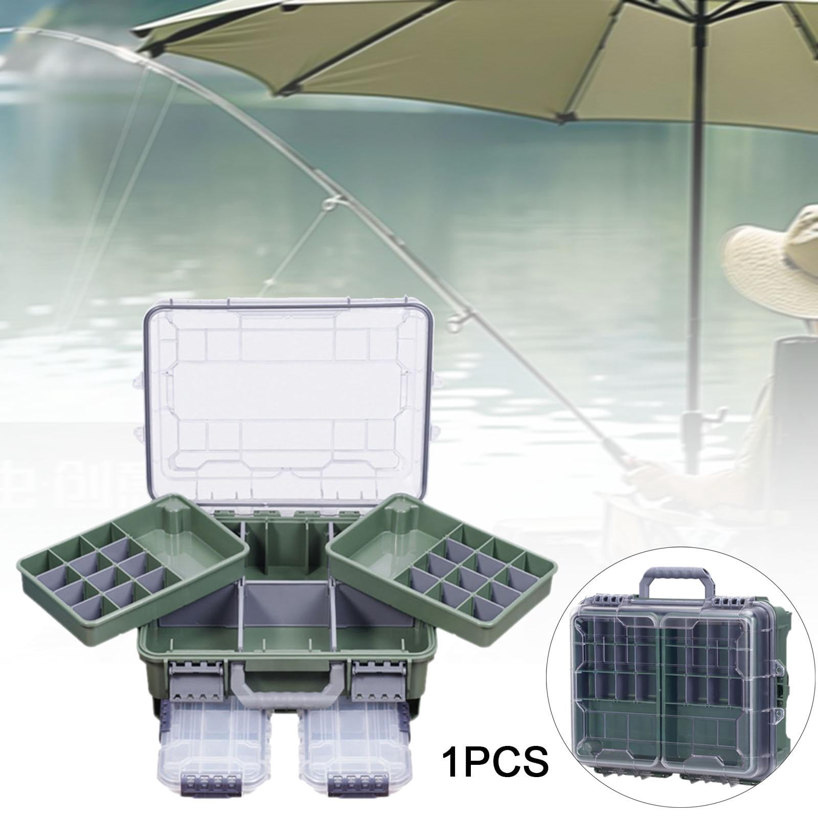 Wswqop Fishing Tackle Box Container Fishing Accessories Box Large Capacity Waterproof 3 Green