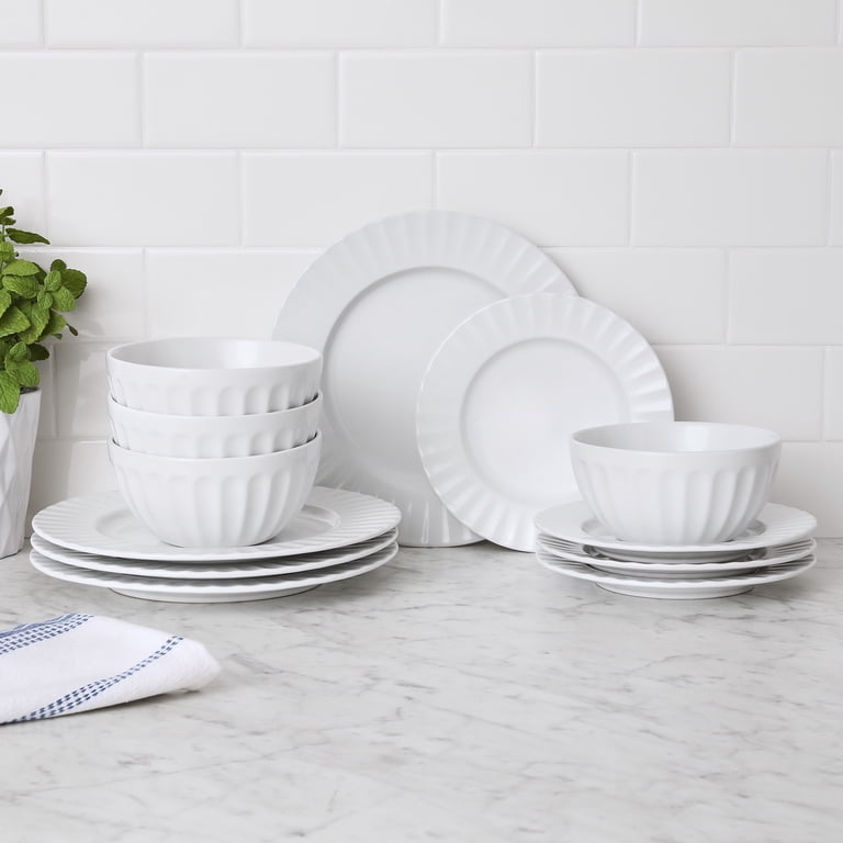 Fluted Stoneware Dinnerware Set, 12-Piece photo 2
