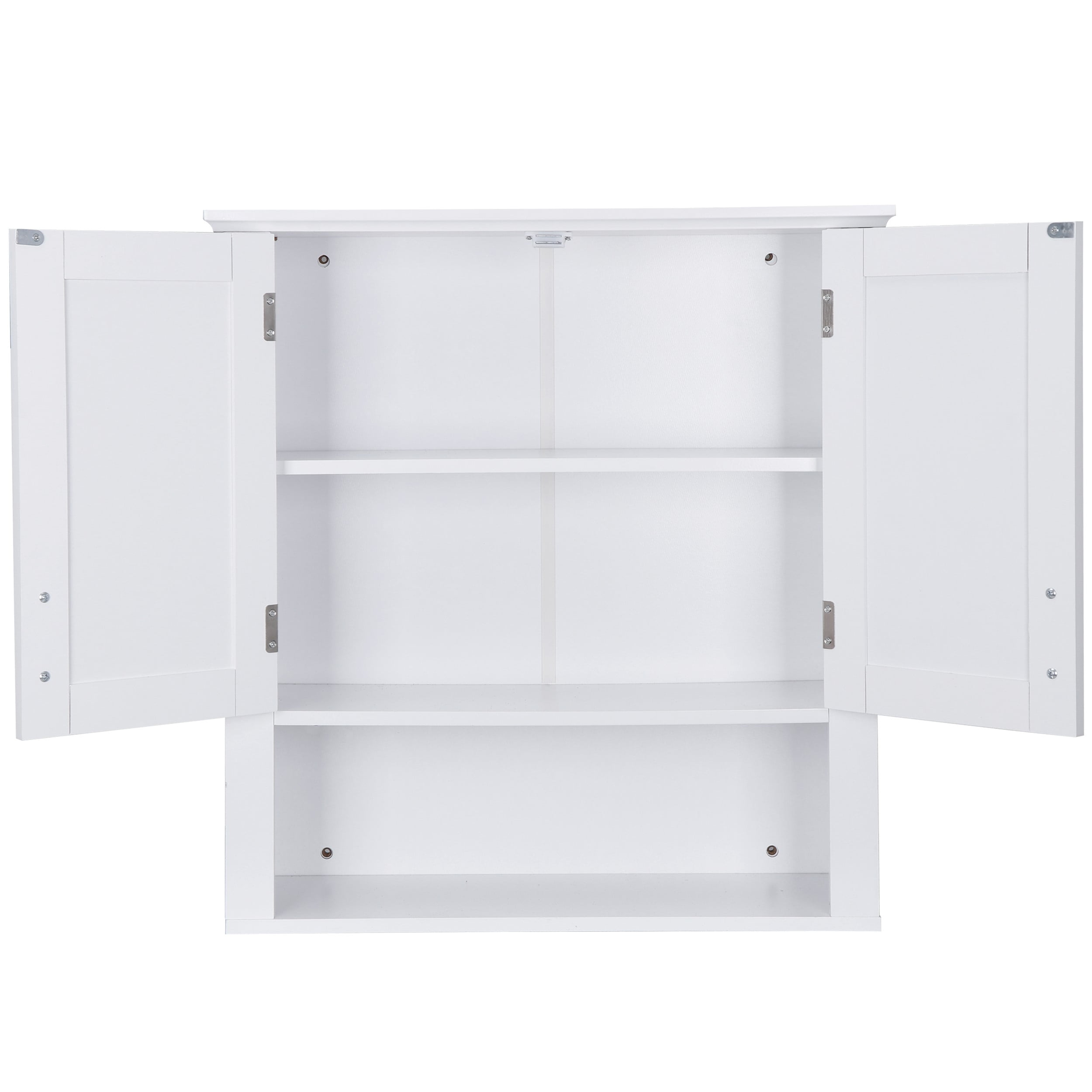 ZENY Bathroom Medicine Cabinet with 2 Door and Adjustable Shelves Wood Frame, White