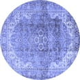 thumbnail image 1 of Ahgly Company Machine Washable Indoor Round Medallion Blue Traditional Area Rugs, 4' Round, 1 of 4