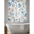thumbnail image 6 of Blue Beige Coastal Semi Sheer Window Curtains 72 Inches Long, Summer Beach Starfish Shell Nautical Rod Pocket Voile Silky Chiffon Curtain Light Filtering Drapes for Living Room, 52"x72", 2 Panels, 6 of 9