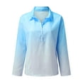thumbnail image 4 of Camisas abotonadas de manga larga con cuello en V fruncido para mujer Tops delgados versátiles Pompotops FGAJ13703, 4 of 5