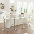 thumbnail image 2 of VECELO Set of 4 Adjustable Height Swivel Bar Stools with Back and Armrest, PU Leather Counter Height Barstools, White, 2 of 6