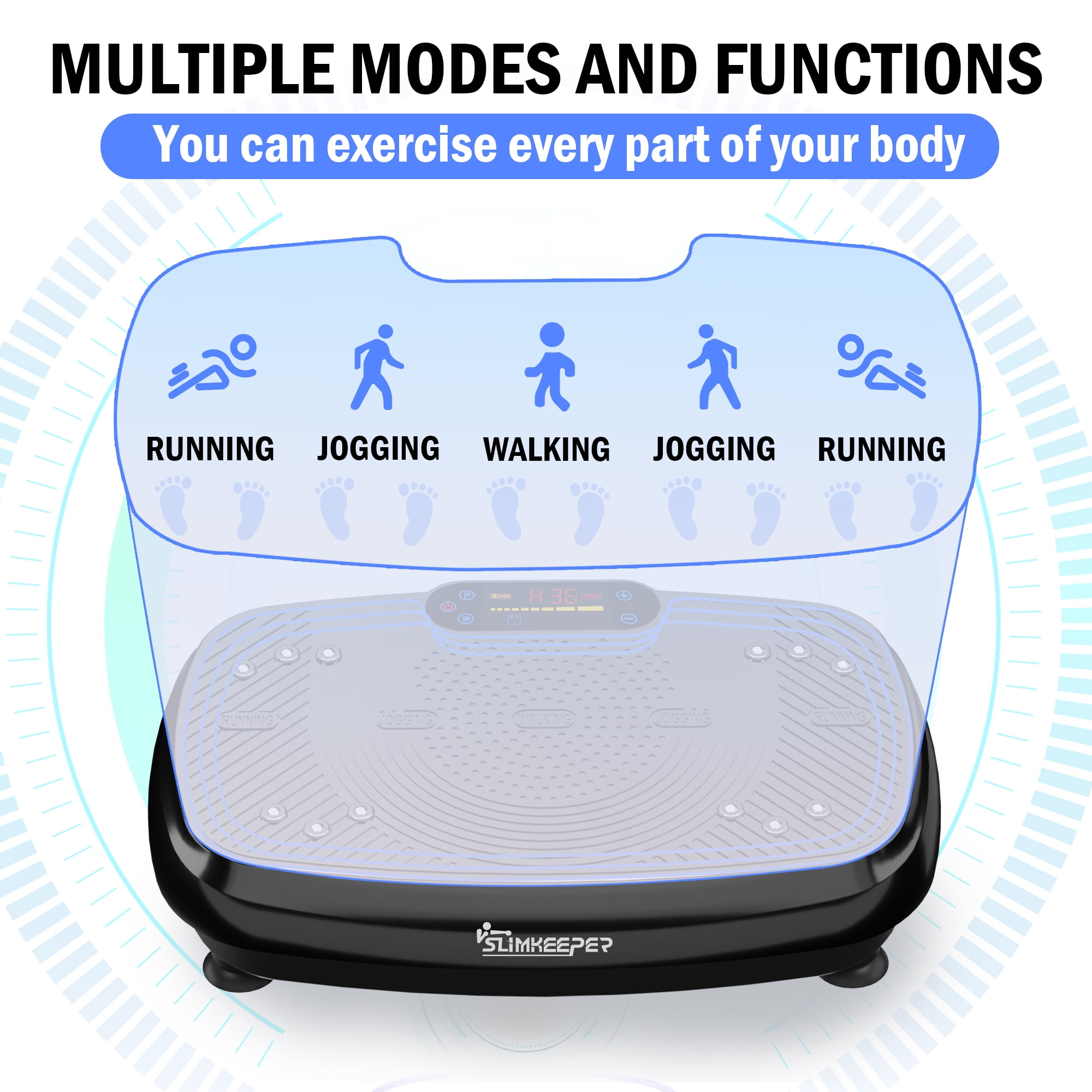 SLIMKEEPER Vibration Plate Exercise Machine for Home Fitness & Whole Body Workout, 330 Lbs Capacity, with 2 Loops, 5 Resistance Bands & Remote Control