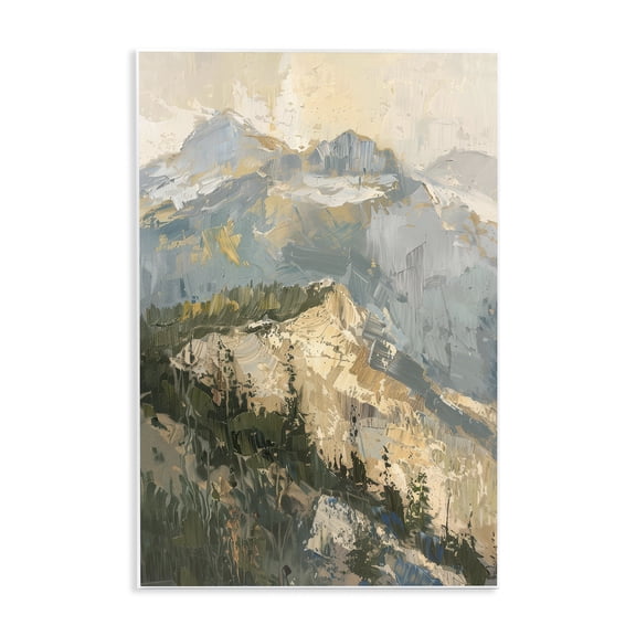 Stupell Industries Rugged Mountains View Landscape & Nature Painting Unframed Art Print Wall Art, 10 x 15